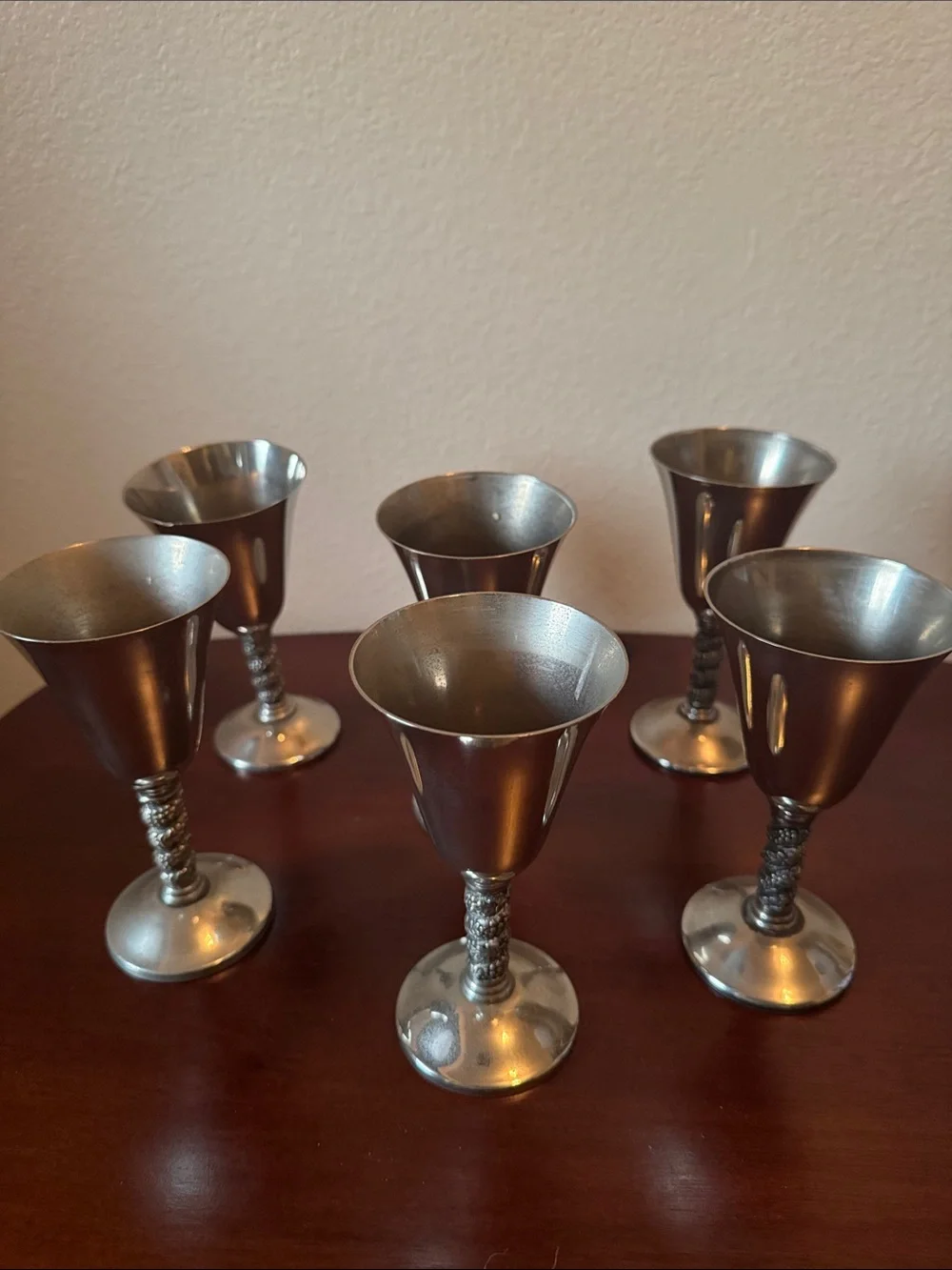 Vintage Roma SL Set of 6 Silver-Plated Wine Goblet Shot Glasses Made in Spain